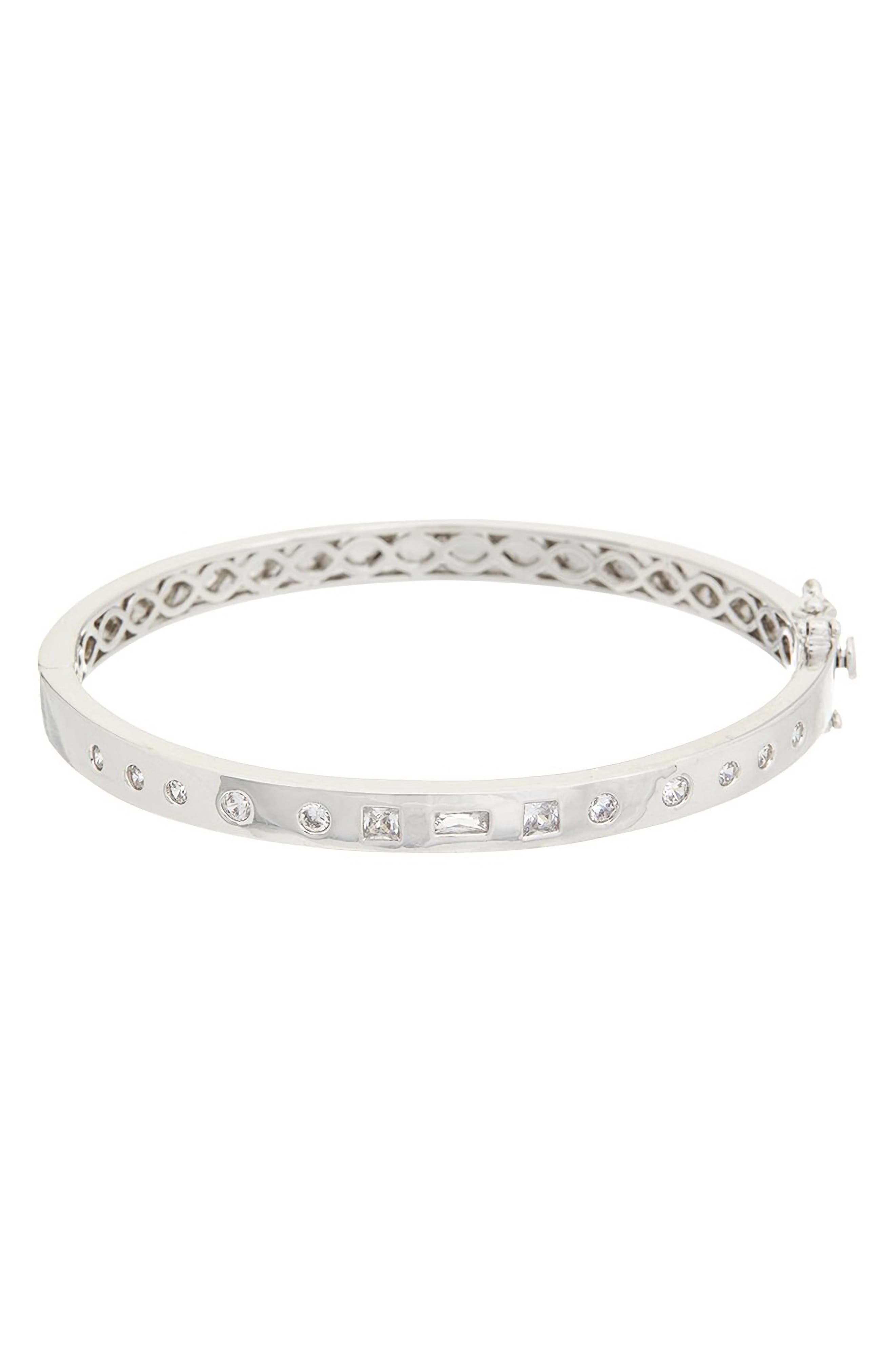 Juvell Cubic Zirconia Hinged Bangle Bracelet