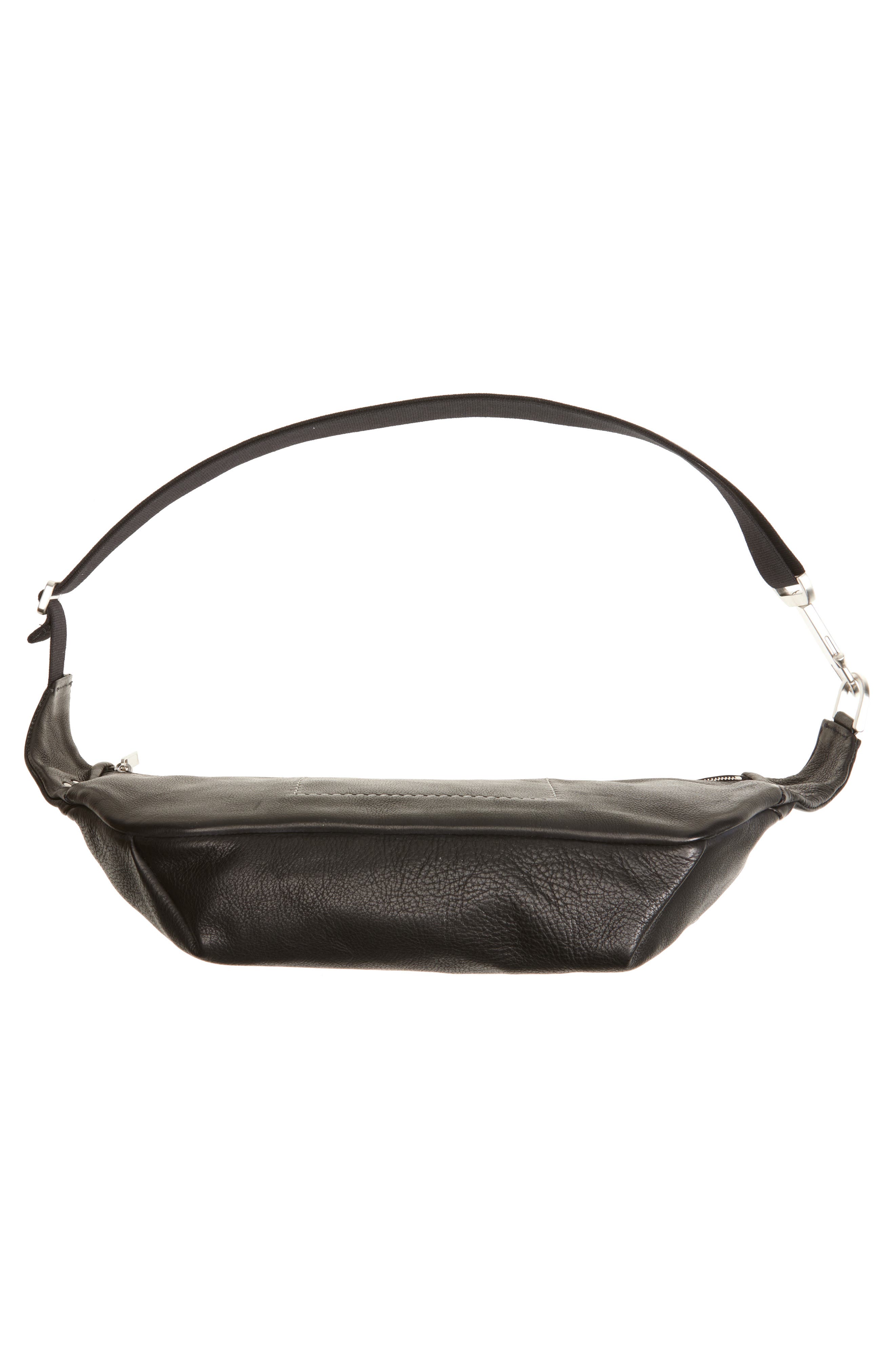 Rick Owens Geo Leather Belt Bag, Alternate, color, Black