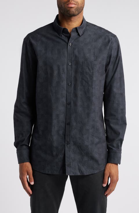Jacquard Skull Button-Up Shirt