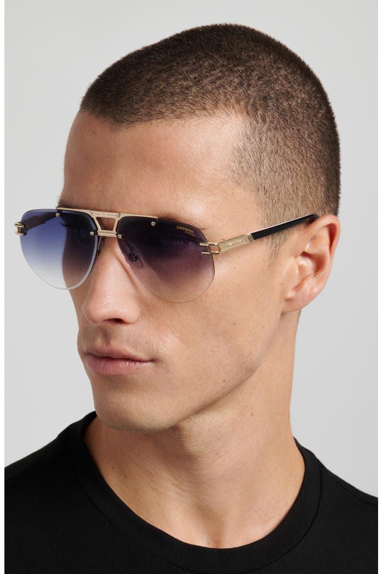 63mm Gradient Oversize Rectangular Sunglasses, Alternate, color, BLACK WHITE/ DK BLUE SF