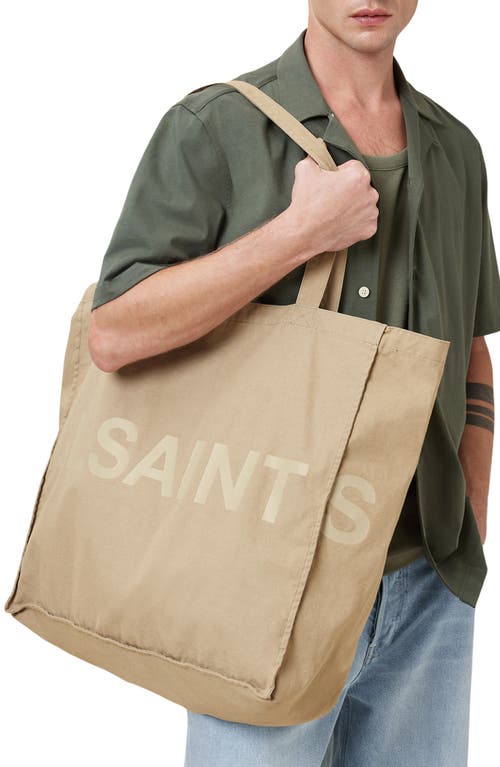 Allsaints Large Biggy Cotton Tote In Light Khaki