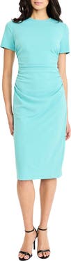 Maggy London Ruched Short Sleeve Midi Dress