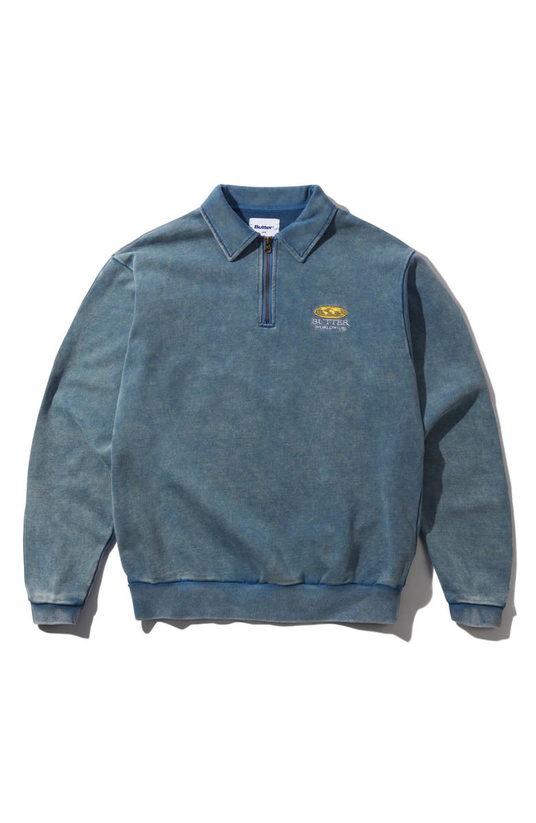 Butter Goods Corporate Quarter Zip Sweatshirt, Main, color, Navy