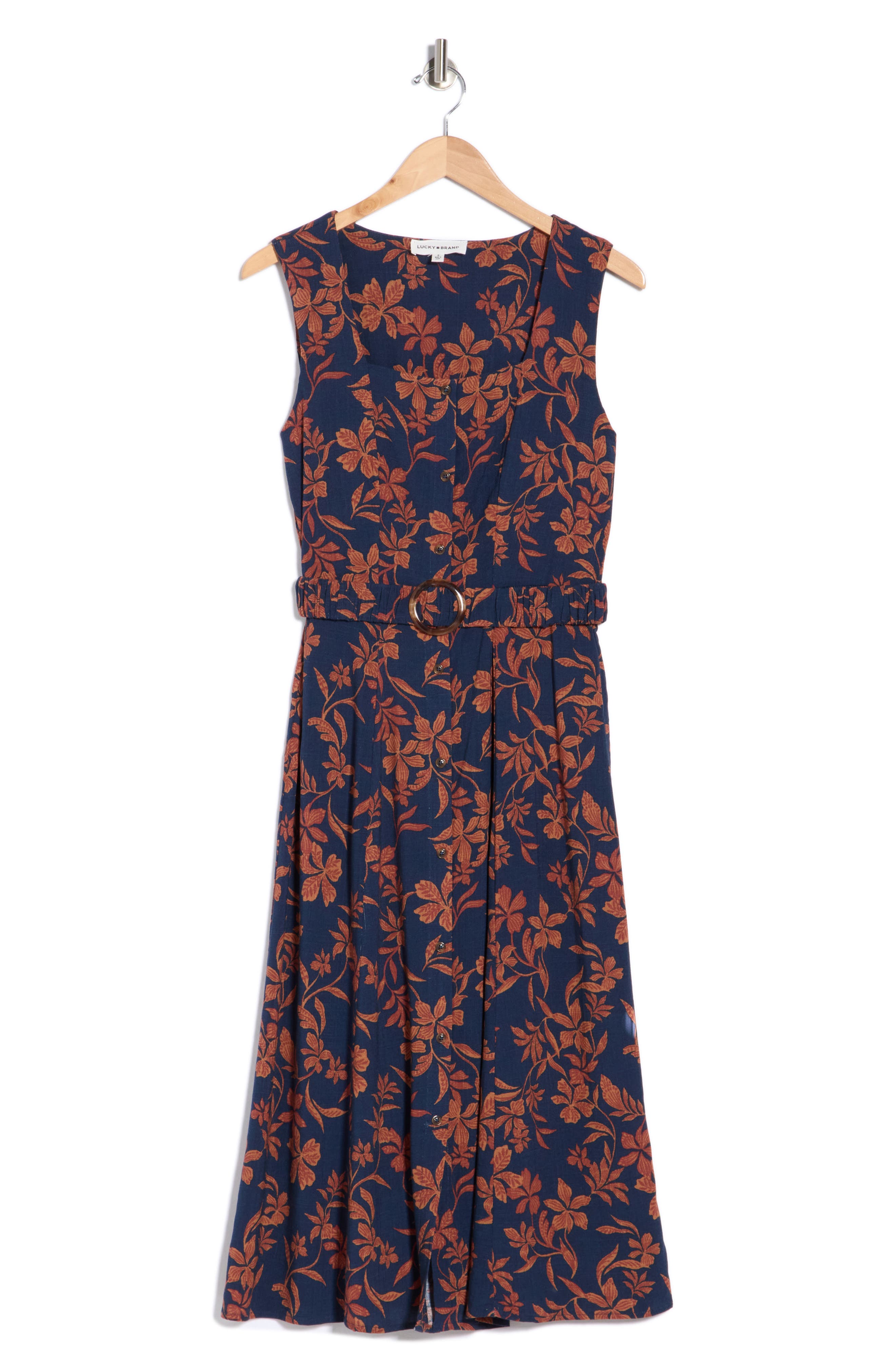 Square Neck Sleeveless Cotton Midi Dress