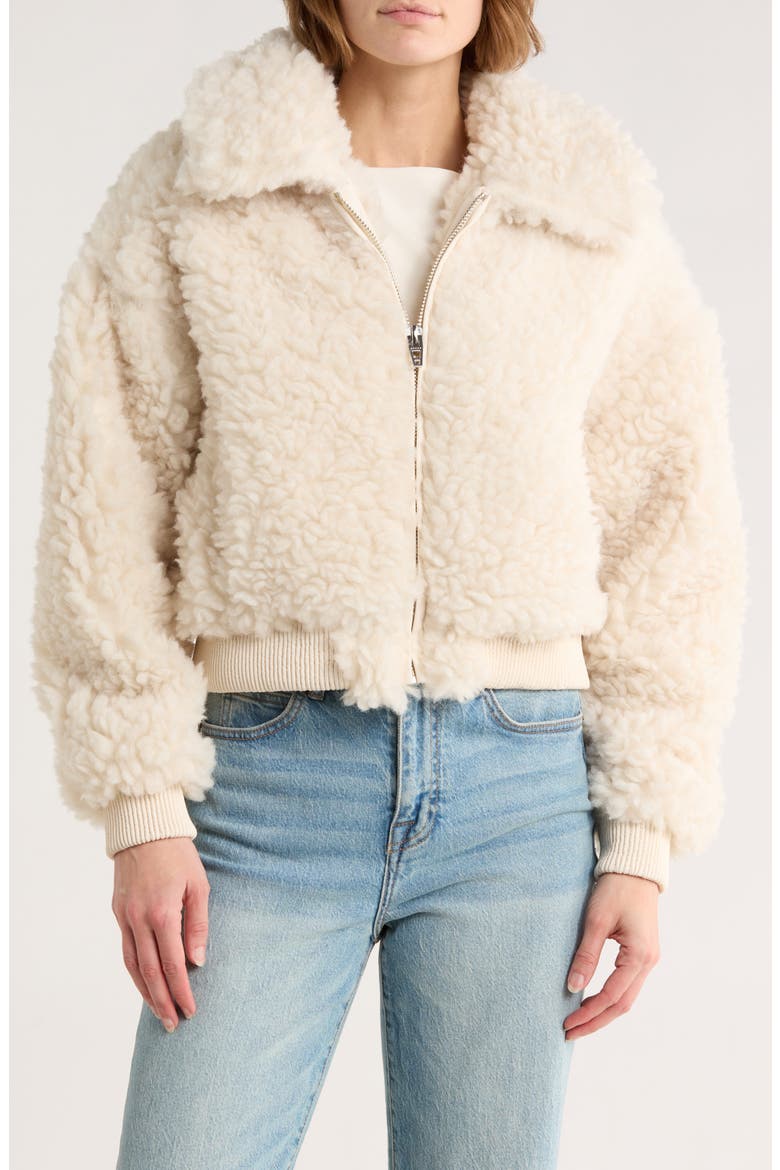 Faux Shearling Bomber Jacket, Main, color, FROSTED VANILLA