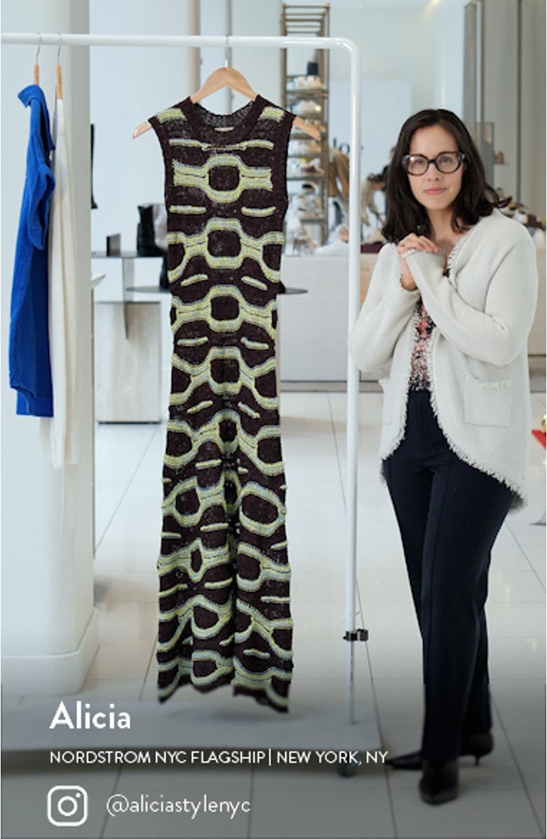 Arabella Abstract Print Sleeveless Maxi Sweater Dress, sales video thumbnail