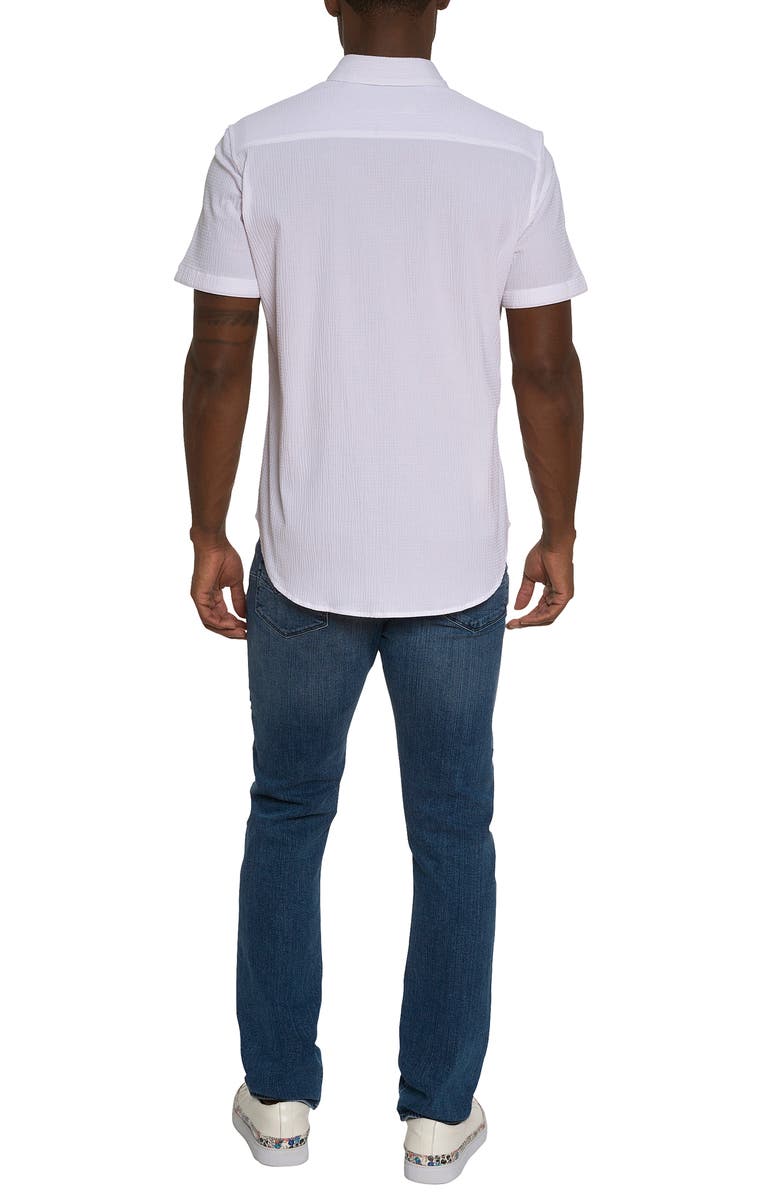 Robert Graham Shark Bite Short Sleeve Stretch Cotton Seersucker Button-Up Shirt, Alternate, color,