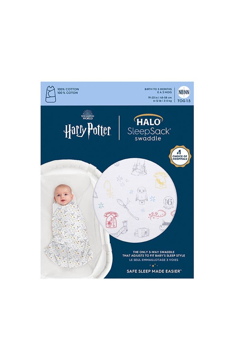HALO Harry Potter 100% Cotton 1.5 TOG Sleepsack Swaddle, 3-Way Adjustable Wearable Blanket, Alternate, color, Harry Potter Enchanted