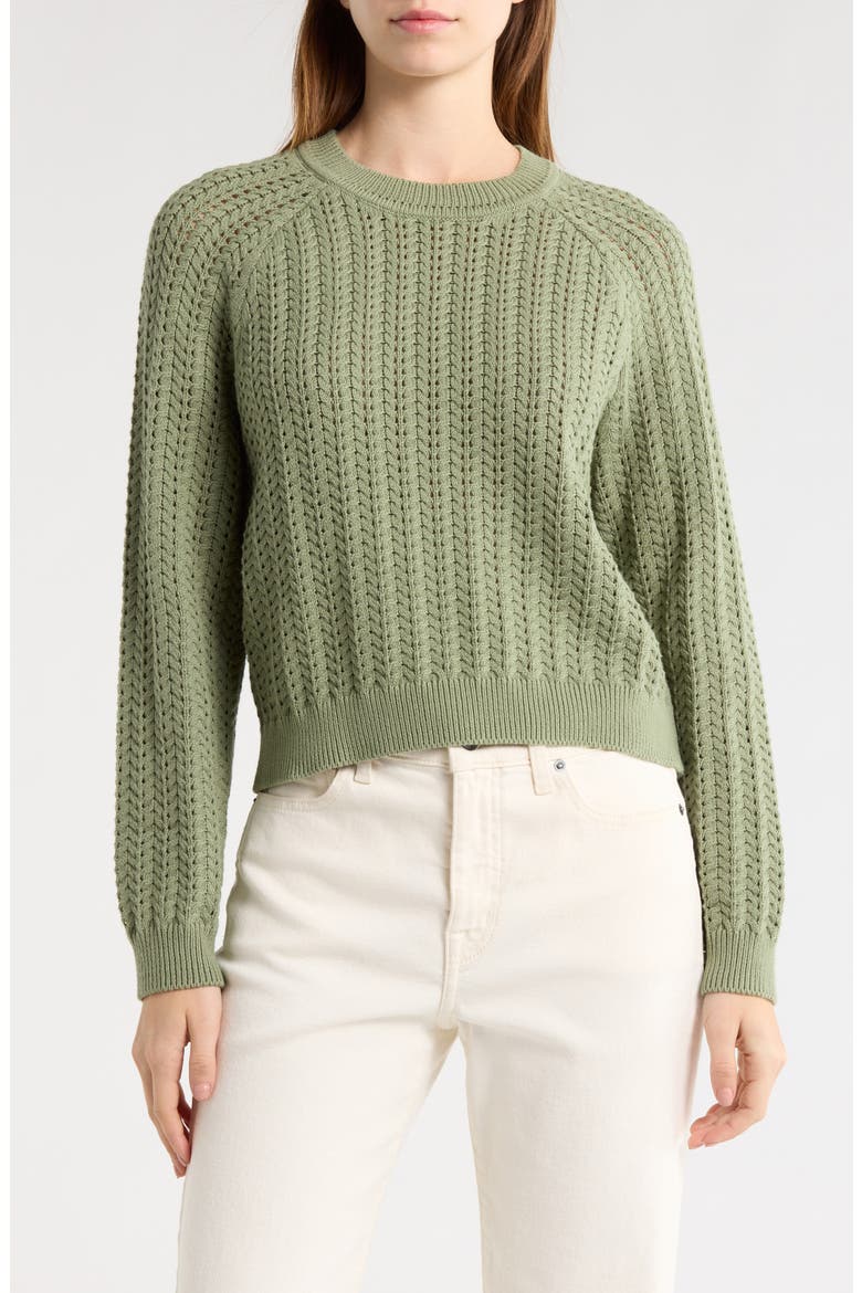 Mina Cotton Pointelle Sweater, Main, color, SHADOW