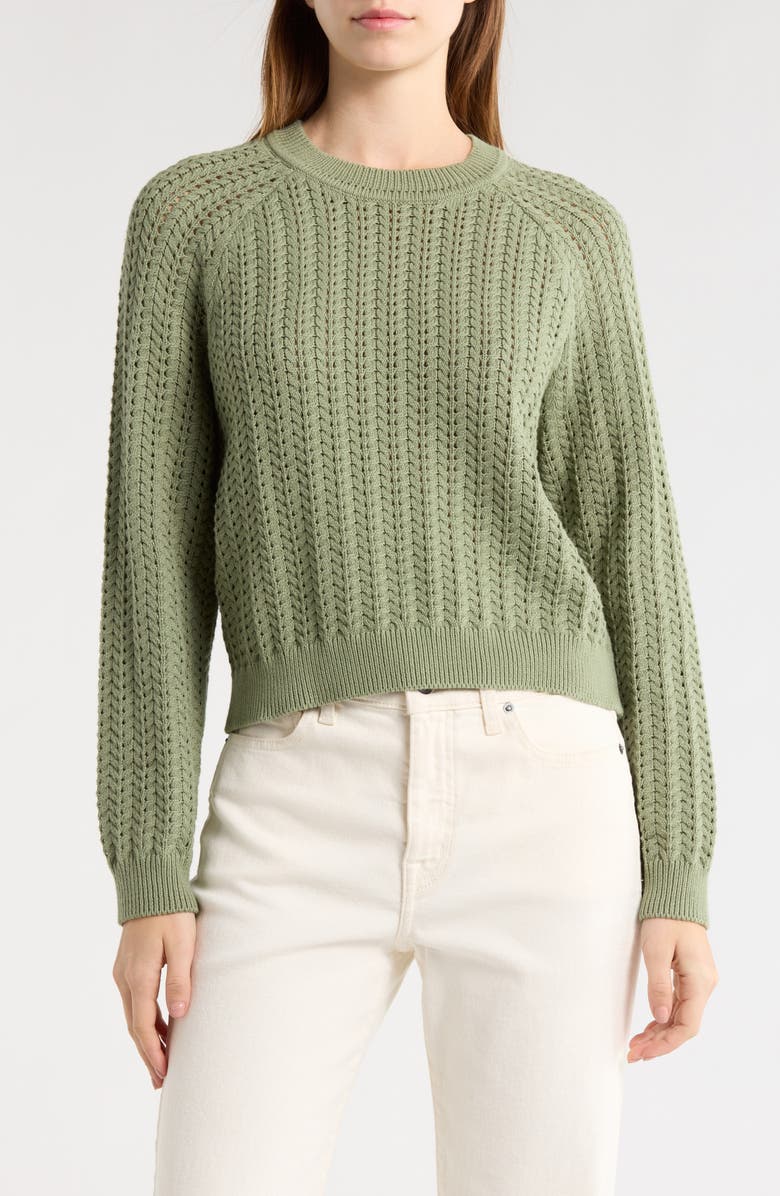 Marine Layer Mina Cotton Pointelle Sweater, Main, color, Shadow