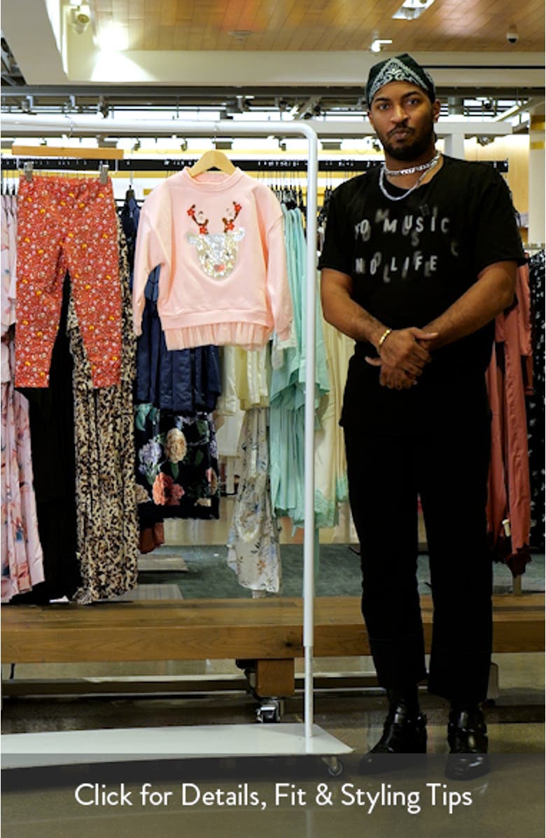 Kids' Holiday Reindeer Sequin Appliqé Cotton Sweatshirt & Leggings Set, sales video thumbnail