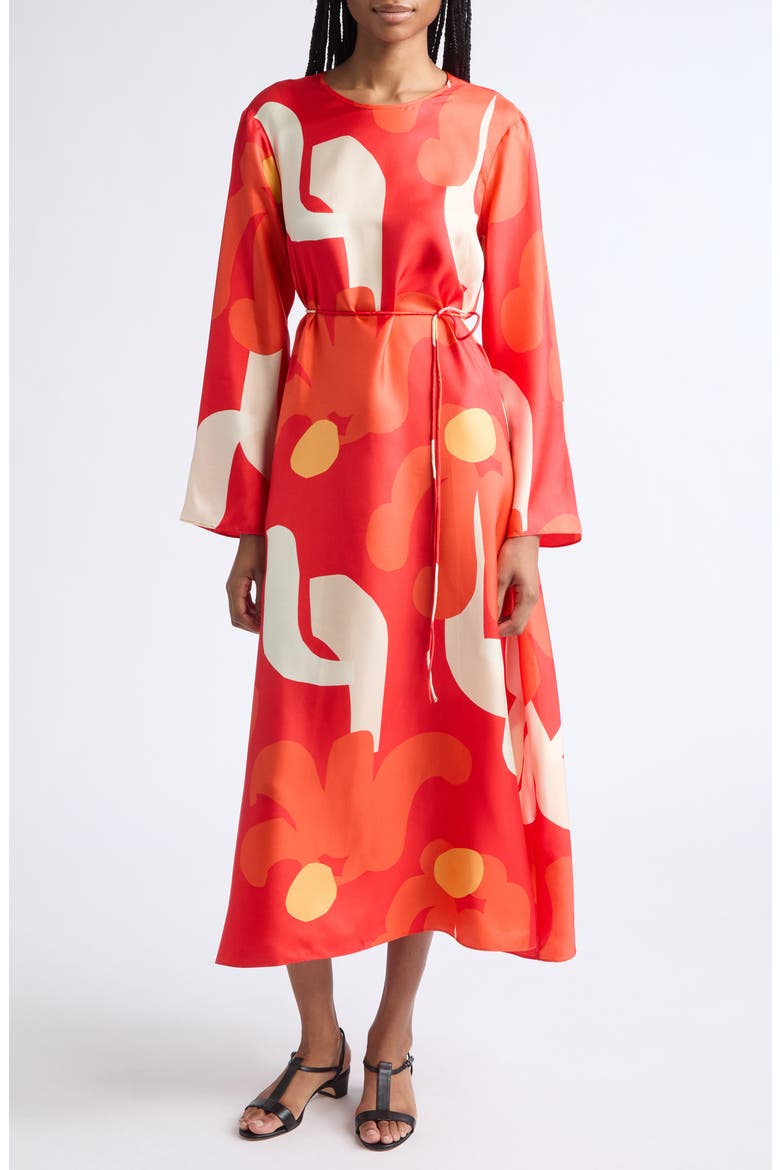Kesken Kukkahattu Midi Dress, Main, color, RED