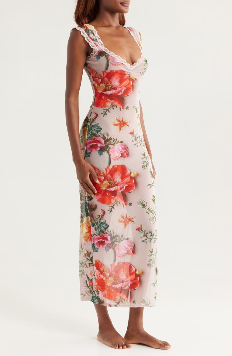 KILO BRAVA Floral Mesh Maxi Slip, Alternate, color, 3D Floral