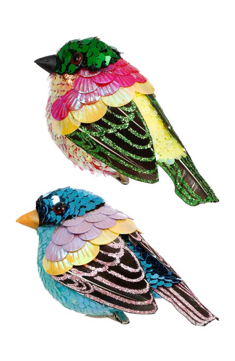 Sequined Bird, Small,Set of 8