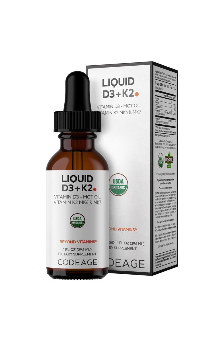Codeage Liquid D3+K2, Main, color, White