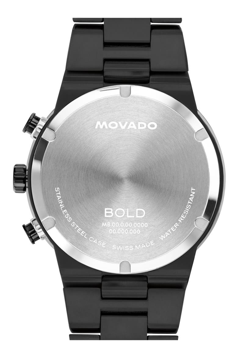 Bold Fusion Skeleton Chronograph Silicone Strap Watch, 44.5mm, Alternate, color, BLACK GREY SLNGL TRNSPRNT