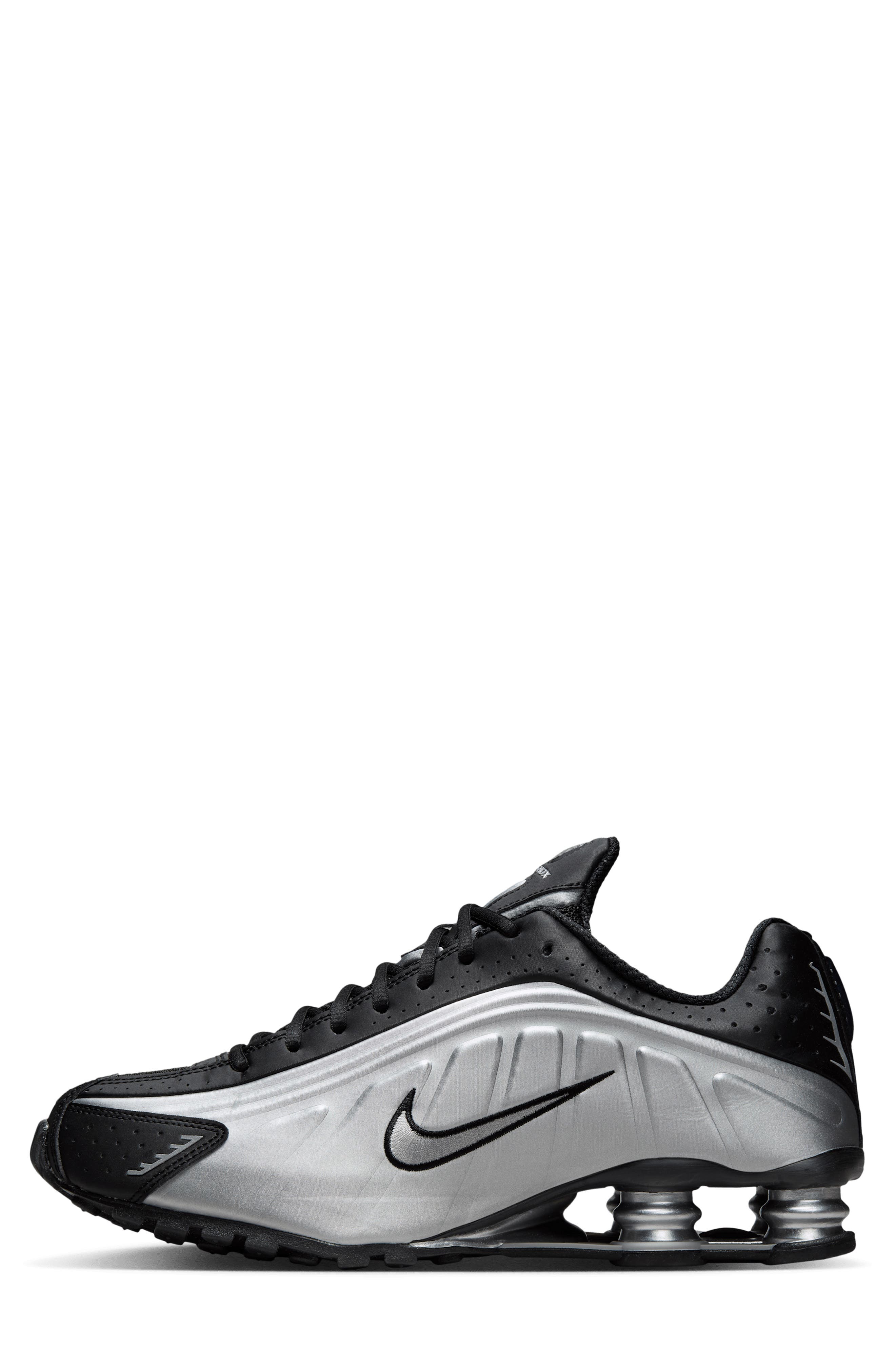 Nike Shox R4 Sneaker, Alternate, color, Metallic Silver/ Black/ Silver
