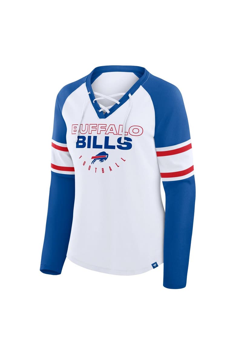 Women's Fanatics White/Royal Buffalo Bills Redzone Blitz Package Raglan Lace-Up V-Neck Long Sleeve T-Shirt, Alternate, color, White