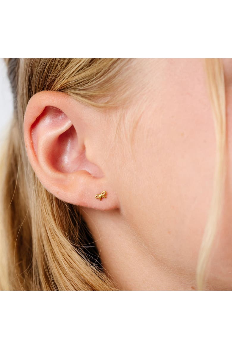 Mini Bow Stud Earrings, Alternate, color, Gold