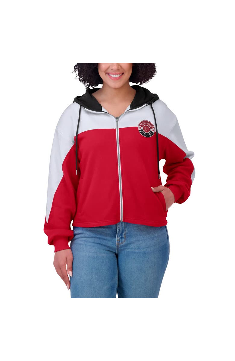 WEAR by Erin Andrews Women's WEAR by Erin Andrews Red Wisconsin Badgers Color-Block Full-Zip Hoodie, Alternate, color, Red