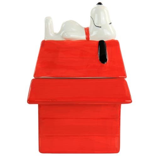 Gibson Classic Snoopy Dog House Durastone 11.2in Cooke Jar In Red
