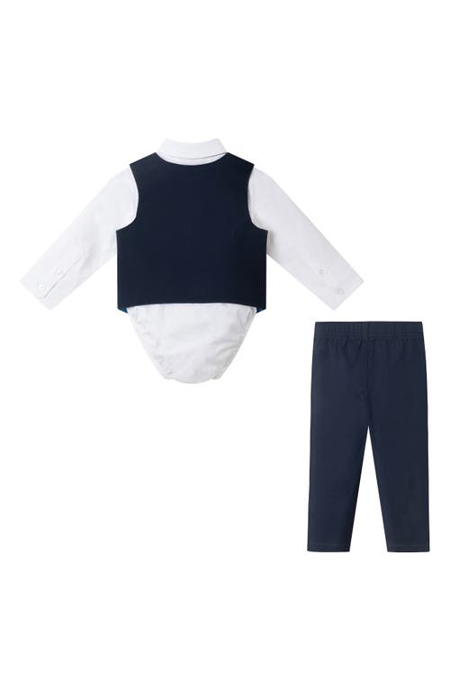 Andy & Evan Bowtie, Vest, Button-up Bodysuit & Pants Set In Blue