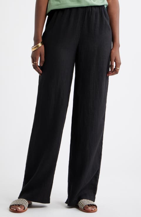 Pull-On Wide Leg Linen Pants