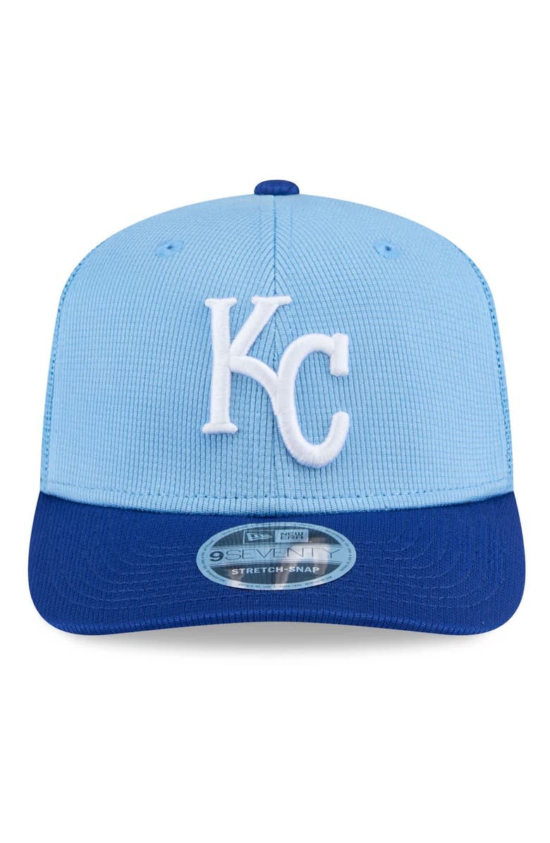 New Era Men's New Era  Light Blue/Royal Kansas City Royals 2025 Spring Training 9SEVENTY Stretch-Snap Trucker Hat, Alternate, color, 
