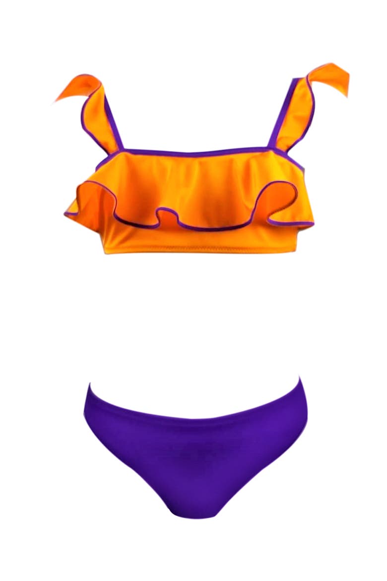 Strappy Ruffled Two Piece Bikini, Toddler,Little Kid-Big Kid, Main, color, Orange