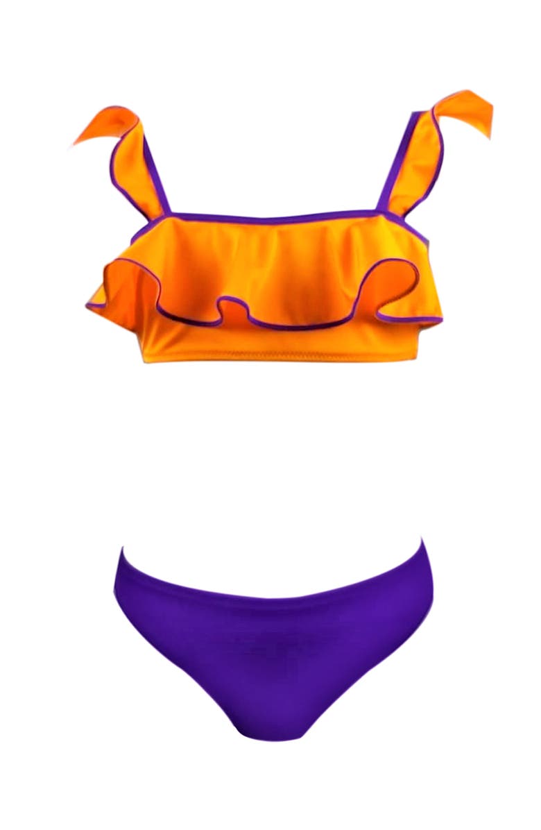 NESSI BYRD Strappy Ruffled Two Piece Bikini, Toddler,Little Kid-Big Kid, Main, color, Orange