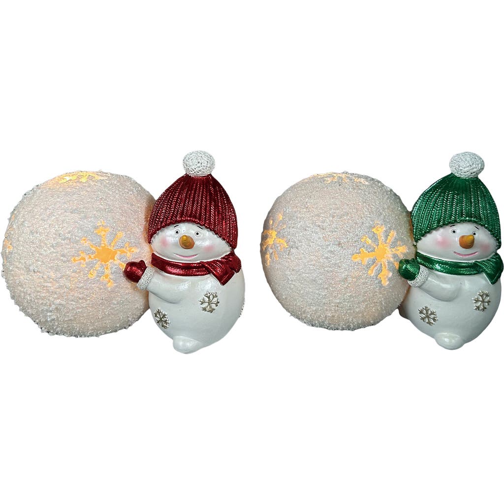 Transpac Resin Led Snowman Decor Set Of 2 Multicolor Tabletop Figurines