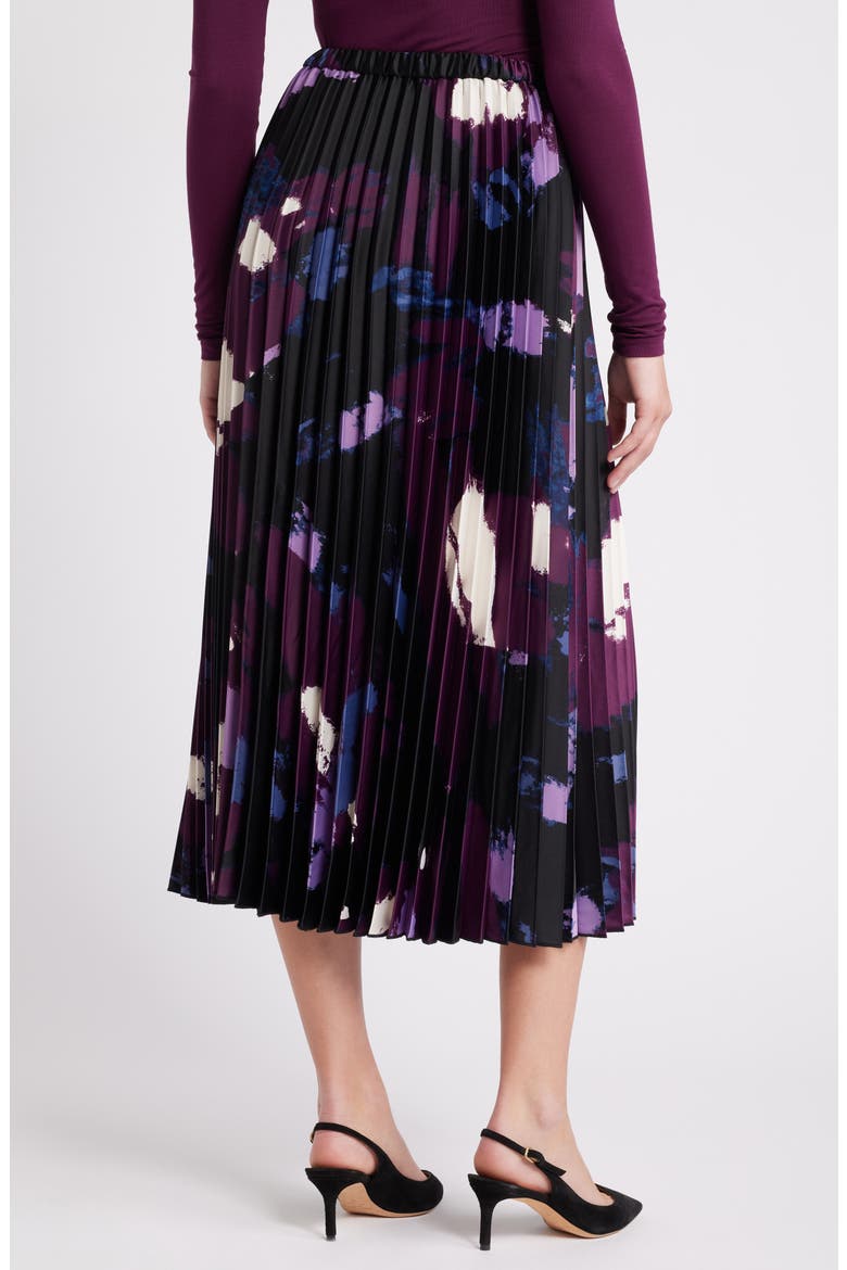 Abstract Print Pleated Skirt, Alternate, color, DEEP PLUM MULTI