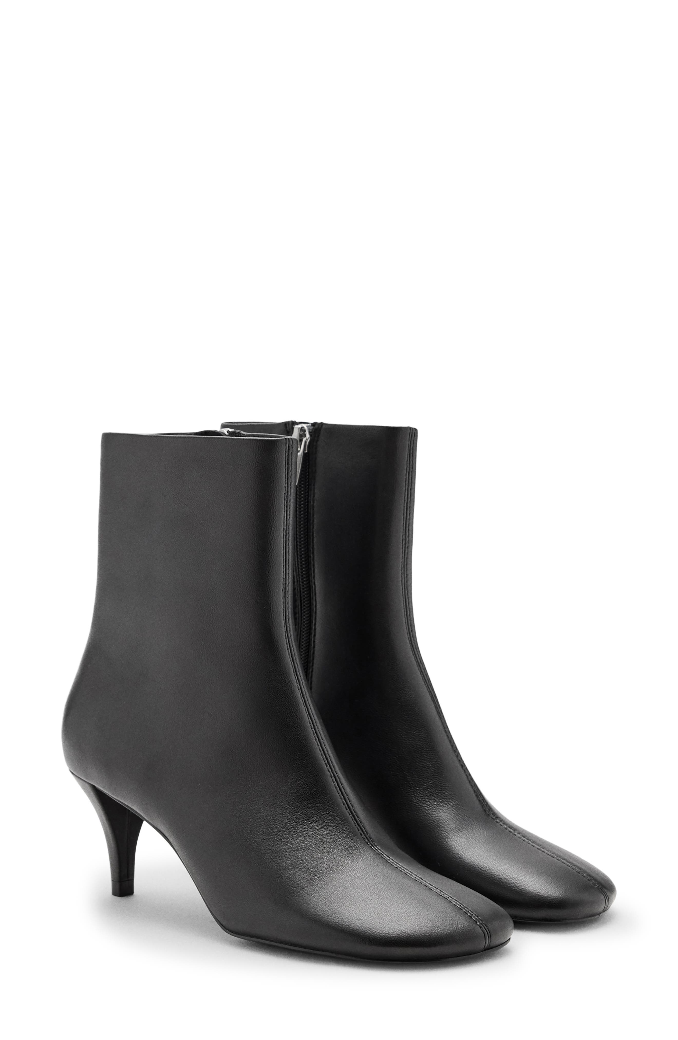 Leather Ankle Bootie, Main, color, BLACK