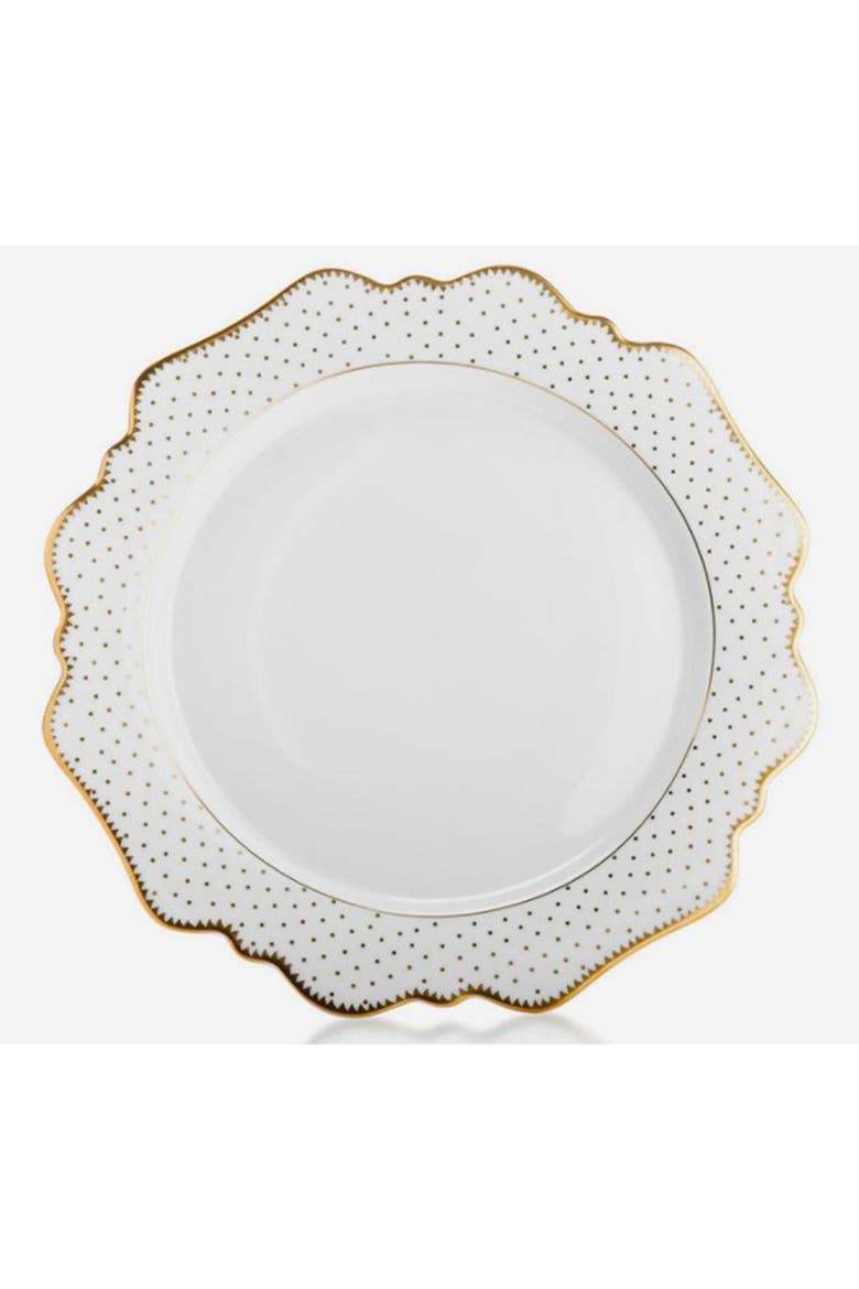 Simply Anna Antique Polka Dinner Plate, Main, color, WHITE/GOLD