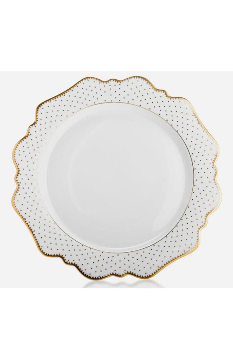 Anna Weatherley Simply Anna Antique Polka Dinner Plate, Main, color, White/Gold
