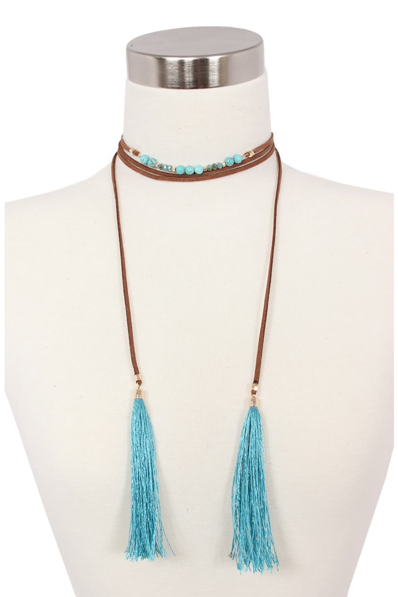 Jocelyn Wrap Choker Necklace, Main, color, BLUE