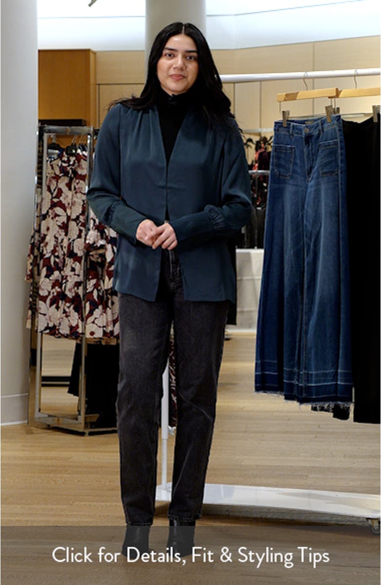 The Izzy Fluted Sleeve Satin Shirt, sales video thumbnail