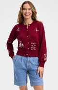 Lands' End Cotton Embellished Cardigan Sweater