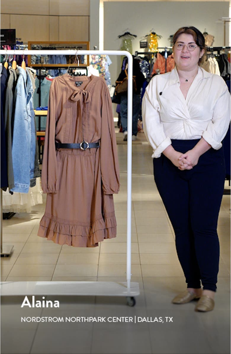 Precious Tie Neck Belted Long Sleeve Dress, sales video thumbnail