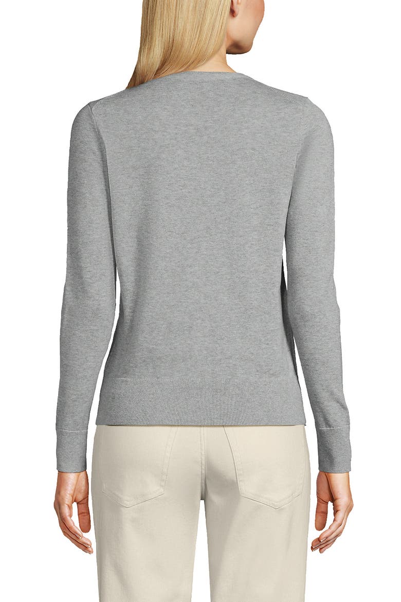 Fine Gauge Cotton Cardigan Sweater, Alternate, color, Gray Heather