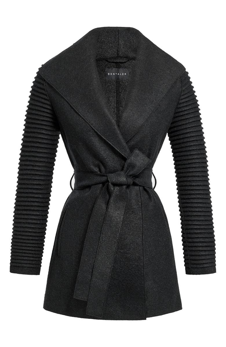 SENTALER Rib Sleeve Alpaca & Wool Wrap Coat, Alternate, color, 