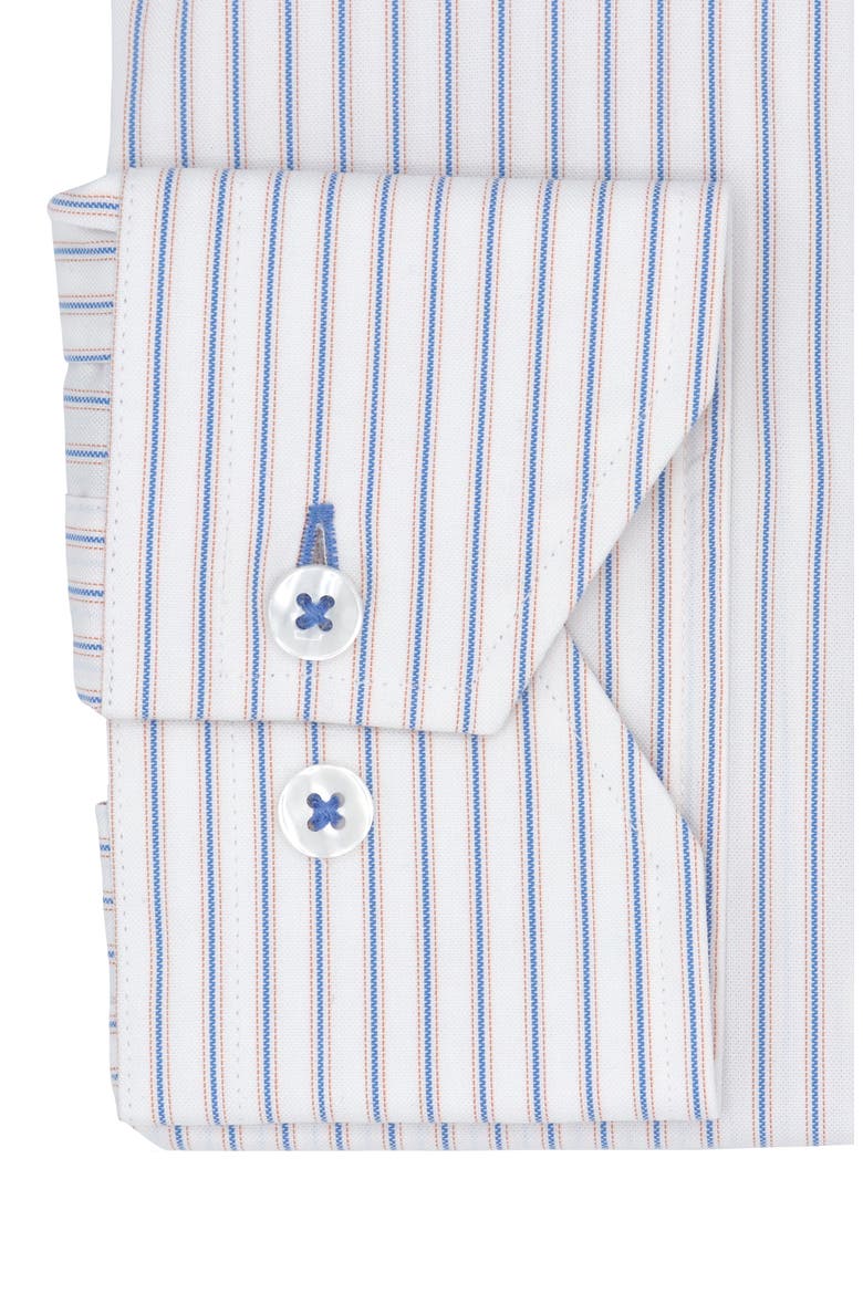 Trim Fit Stripe Cotton Oxford Cloth Dress Shirt, Alternate, color, WHITE/ BLUE/ ORANGE