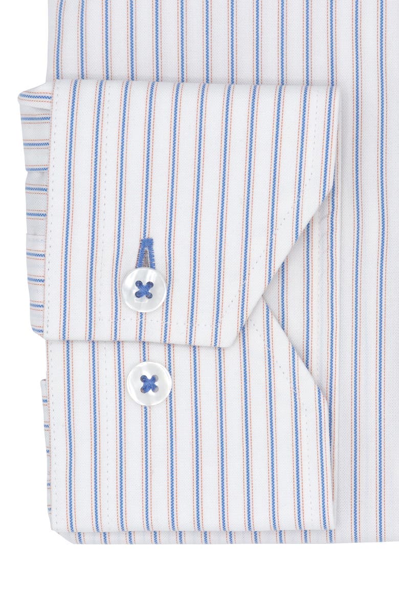 Lorenzo Uomo Trim Fit Stripe Cotton Oxford Cloth Dress Shirt, Alternate, color, White/ Blue/ Orange
