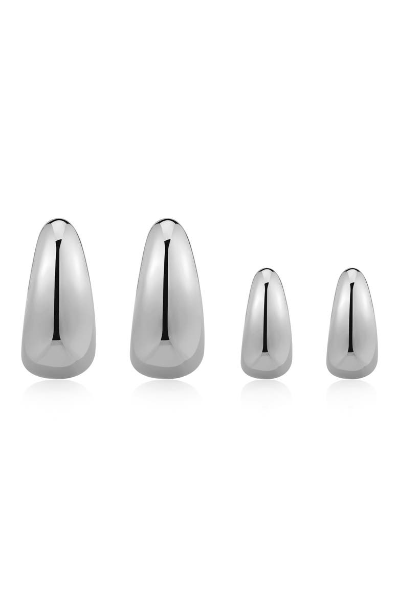 The Classic Claw Set of 2 Hoop Earrings, Main, color, SILVER