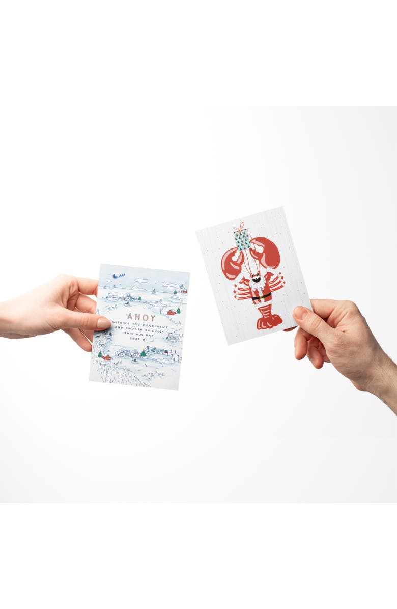 Ramus & Co Ahoy Holiday, Lobstah Santa, Nautical Sweater Winter/Holiday/Christmas Greeting Card Pack Sets, Alternate, color, Multi-Pack