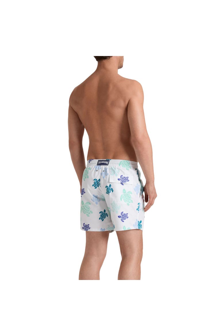 Men Swim Shorts Tortues Multicolores, Alternate, color, White