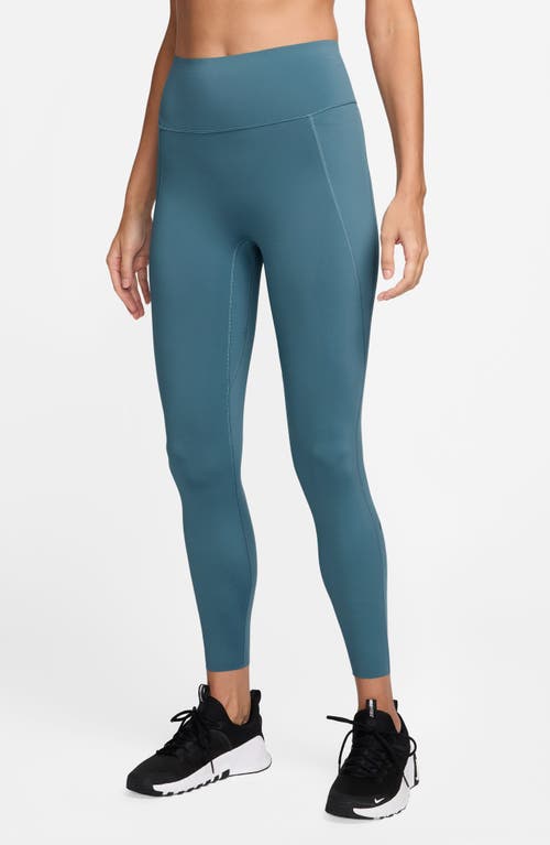 Nike Universa Medium Support High Waist Ankle Leggings In Smokey Blue/ash Green/black