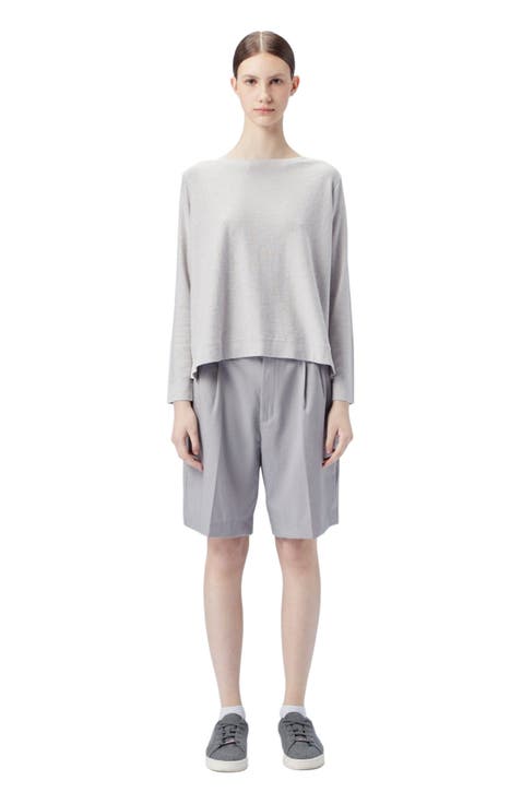 Boatneck Cotton Silk Cashmere Blend Sweater