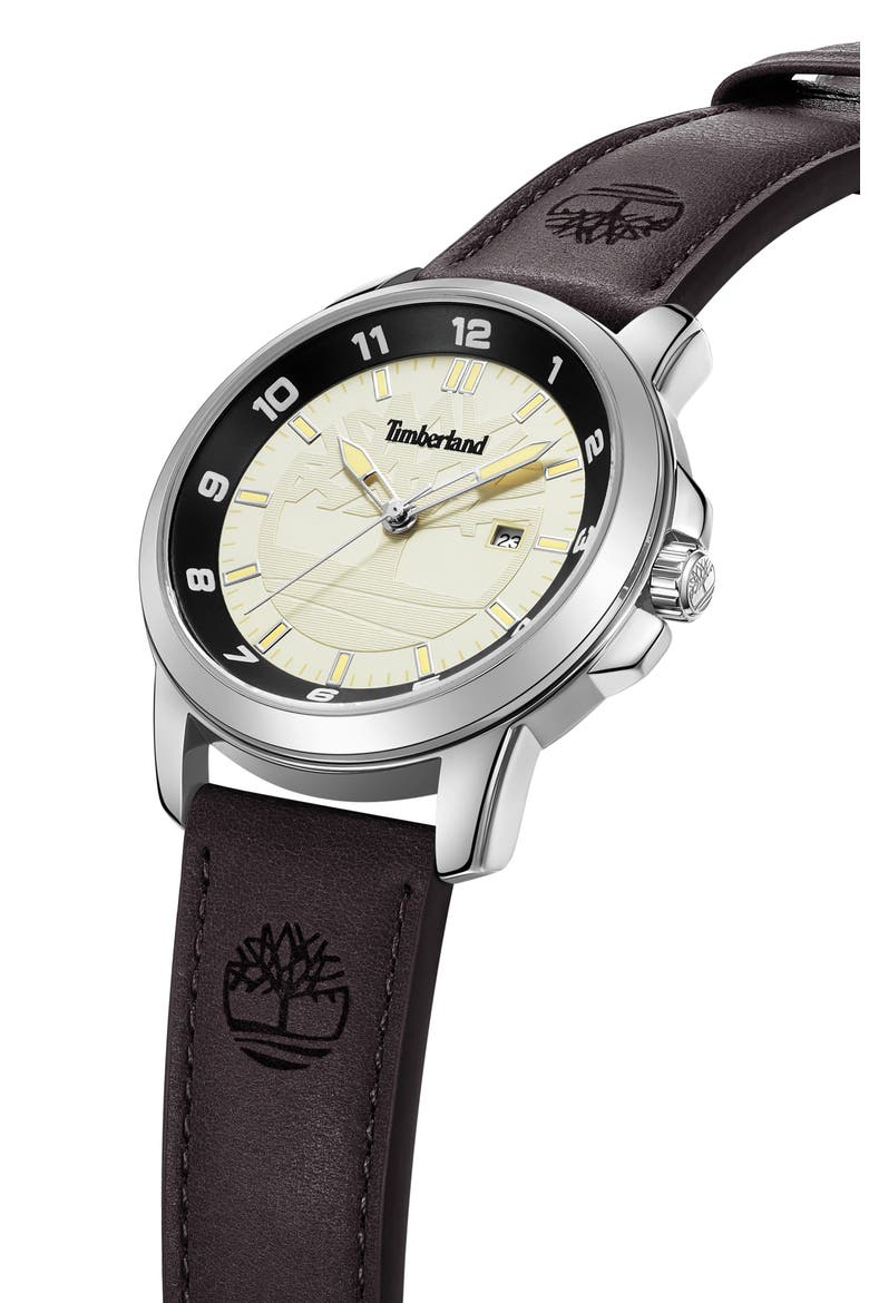 Classic Leather Strap Watch, 44mm, Alternate, color, BROWN