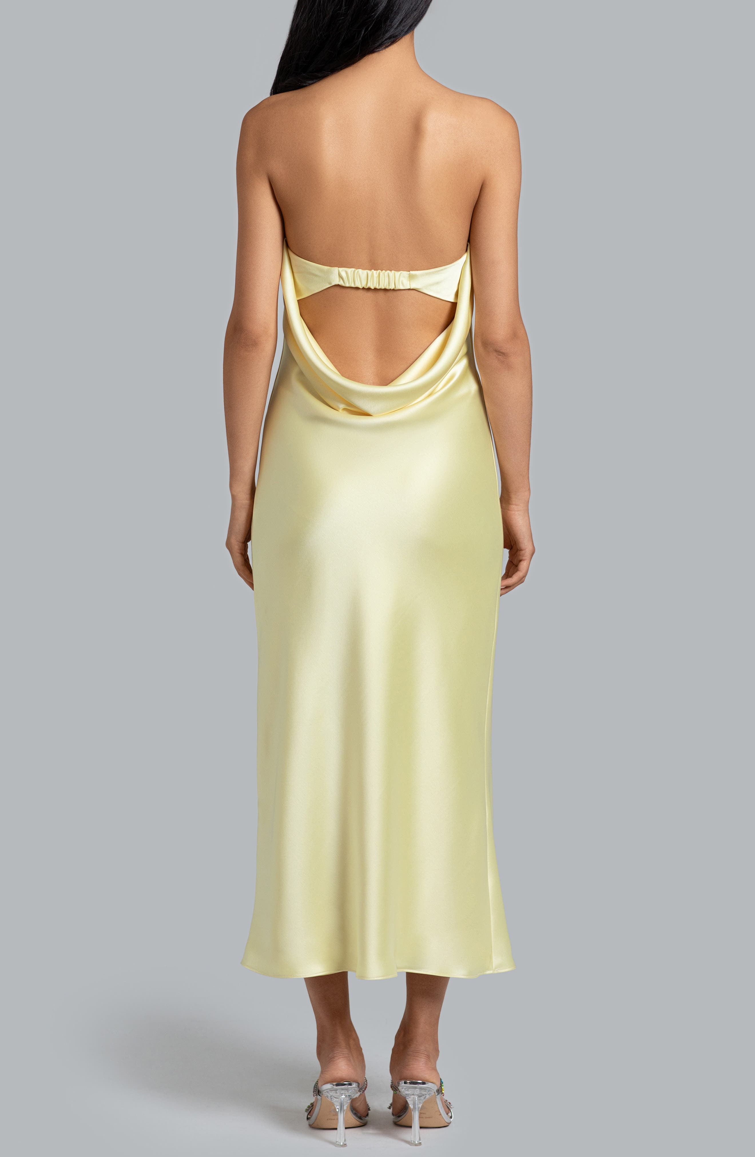 Nora Strapless Satin Midi Dress - image 2